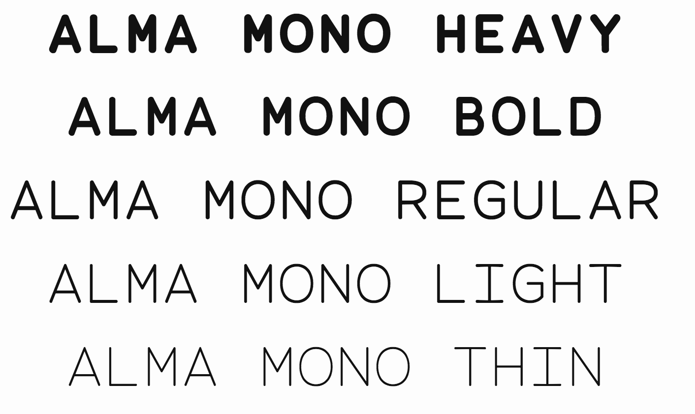 Alma Mono: typographie caritative en 5 tailles