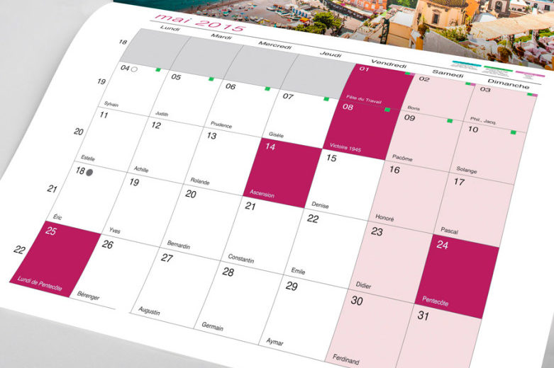article pack calendrier formats