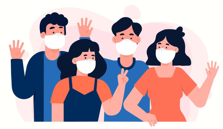 Exaprint adapte son offre pour accompagner ses clients pendant le déconfinement personnes avec masque deconfinement