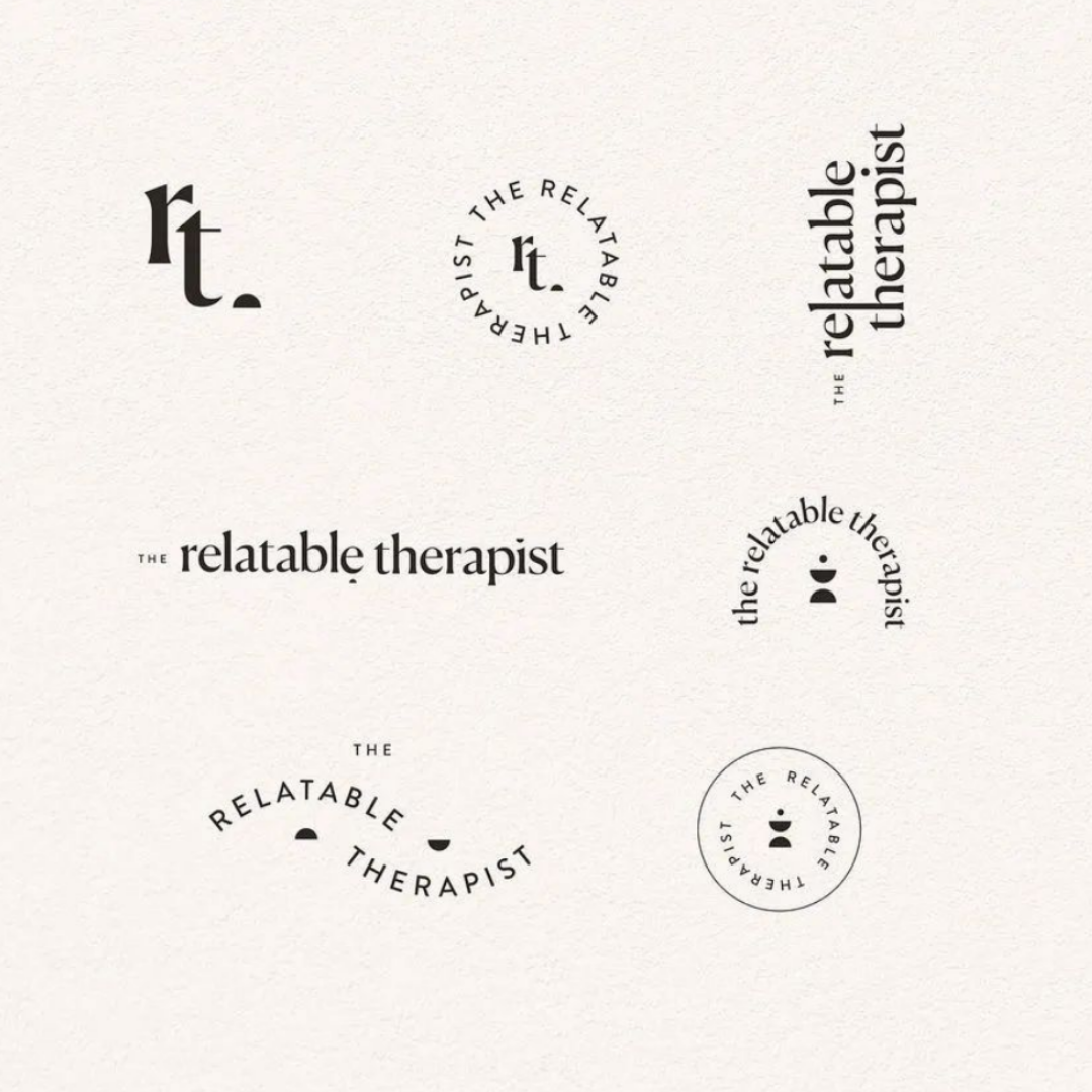 Planche de logos avec différents styles graphiques (forme, typographie, orientation)