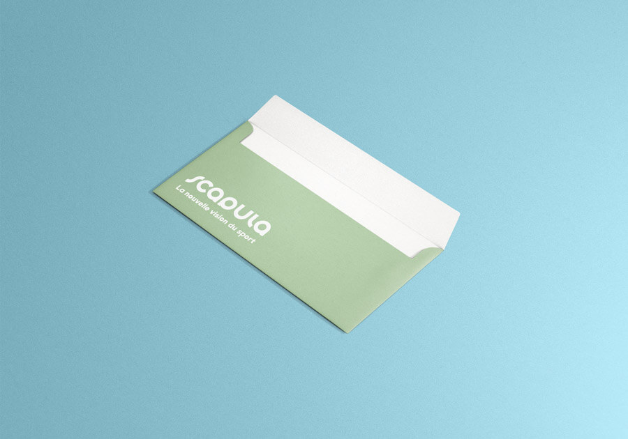 enveloppe vert olive avec logo de fausse entreprise Scapula
