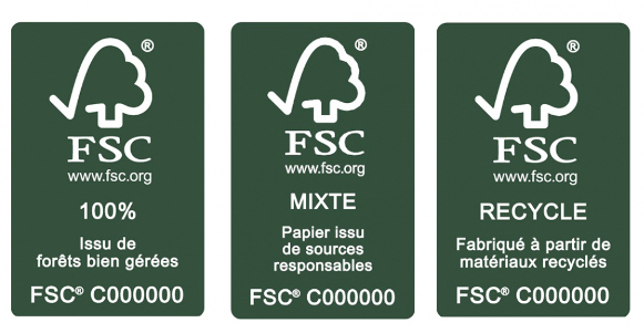 différents logos pour les papiers certifiés fsc