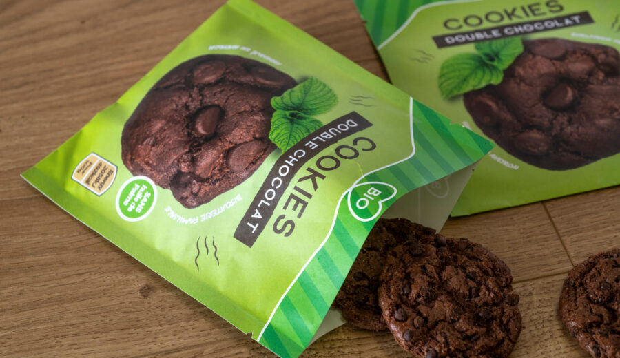 sachet doypack flexible écologique pour cookies - produits d'impression écoresponsables par exaprint