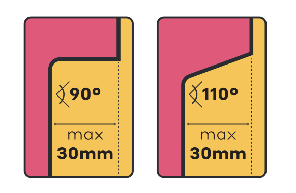 Encoches répertoires à angle droit pour brochure à onglet